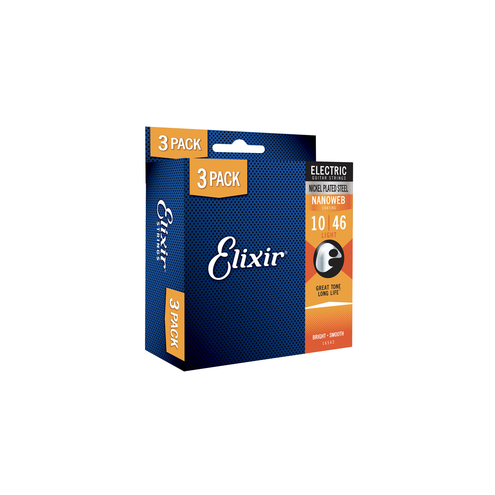 Elixir 16542 Nanoweb 10/46 Nickel Plated Steel  3-Pack