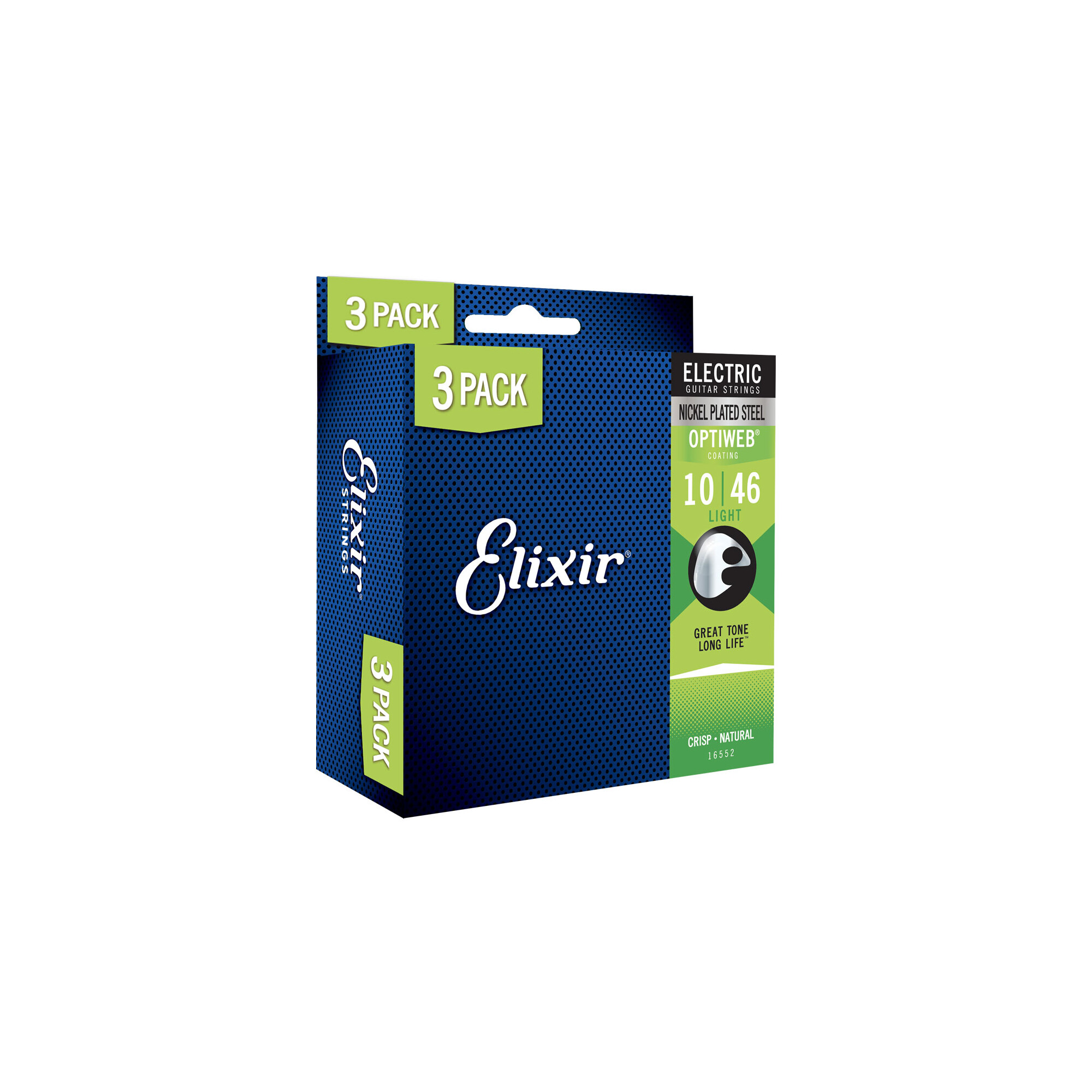 Elixir 16552  Optiweb 10/46 Nickel Plated Steel 3-Pack