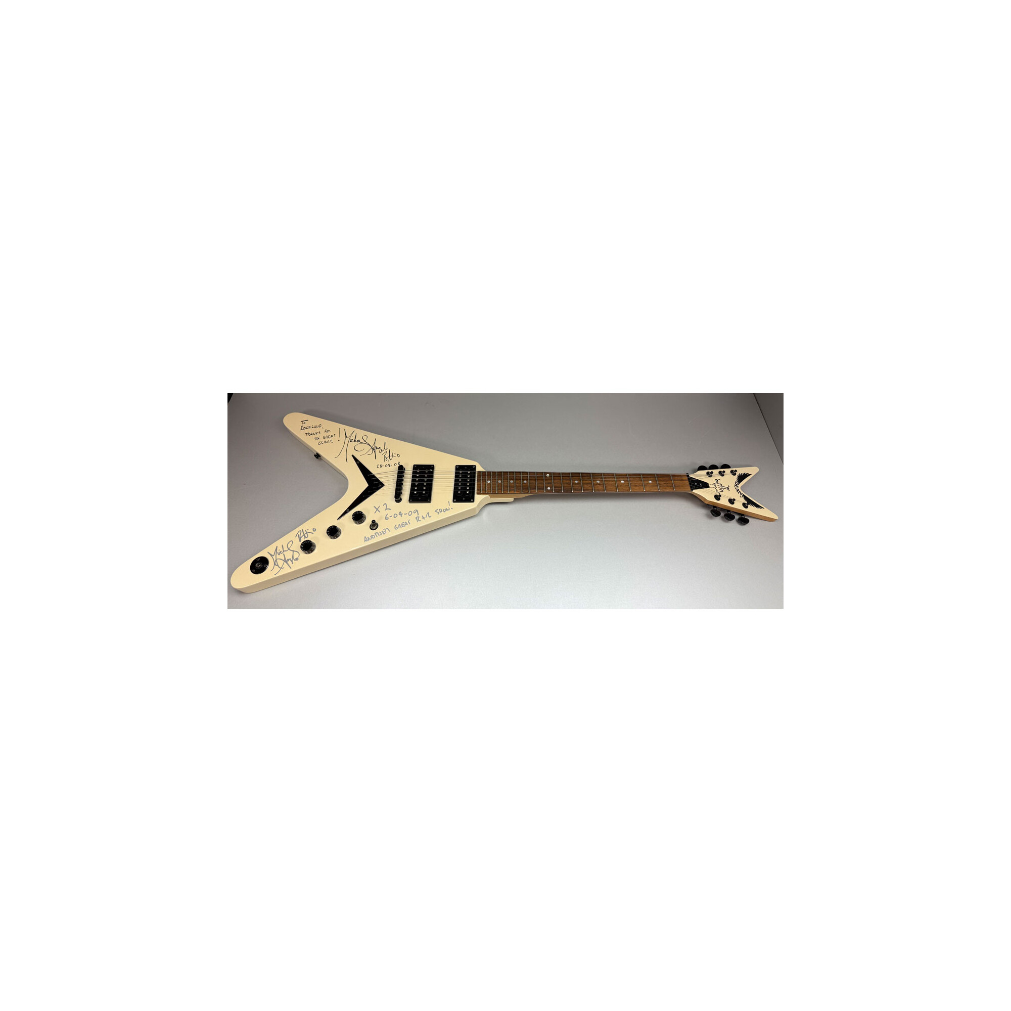 Dean V X Metallic White Signed by Michael Angelo Batio...