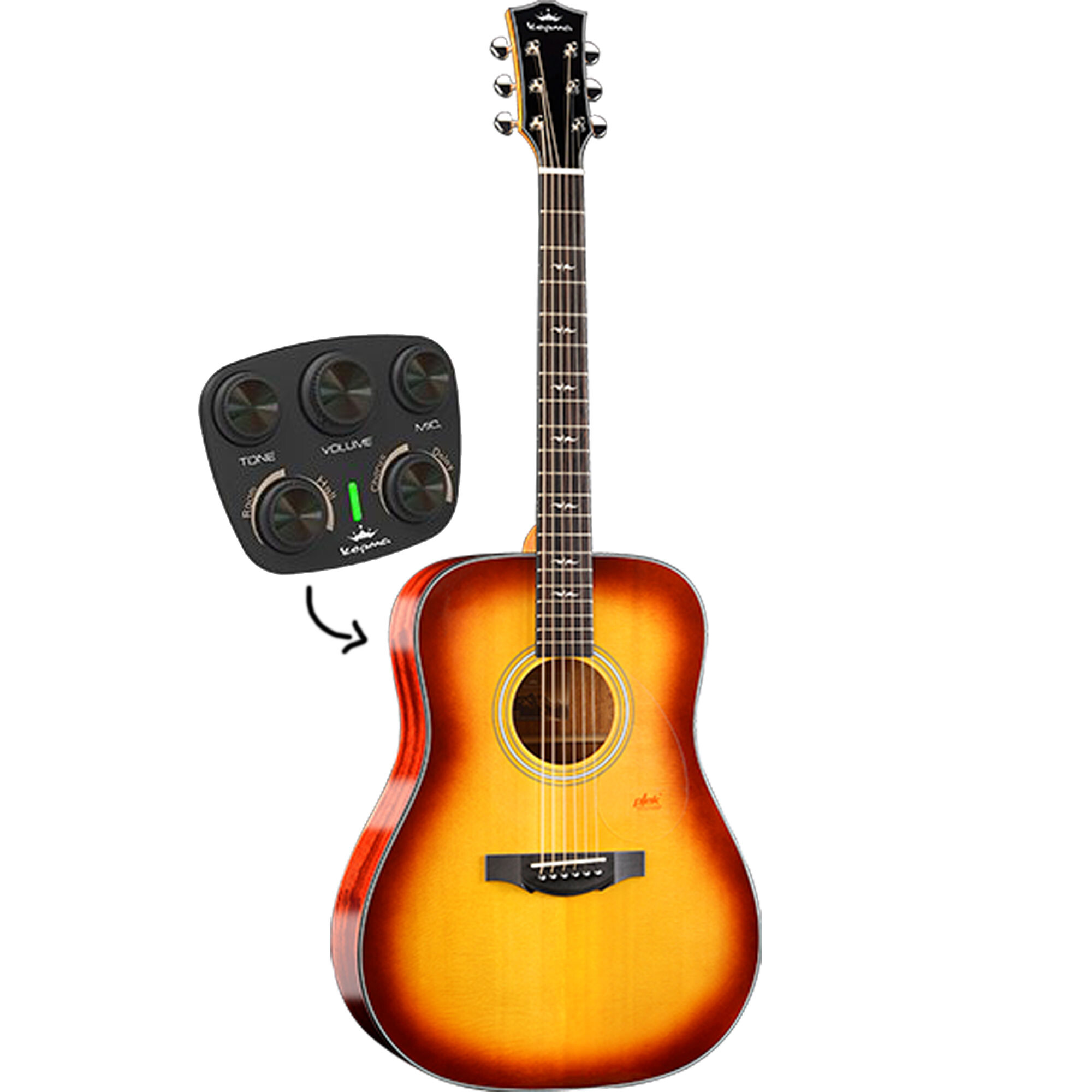 Kepma Solid Top F1E Dreadnought Cherry Sunburst