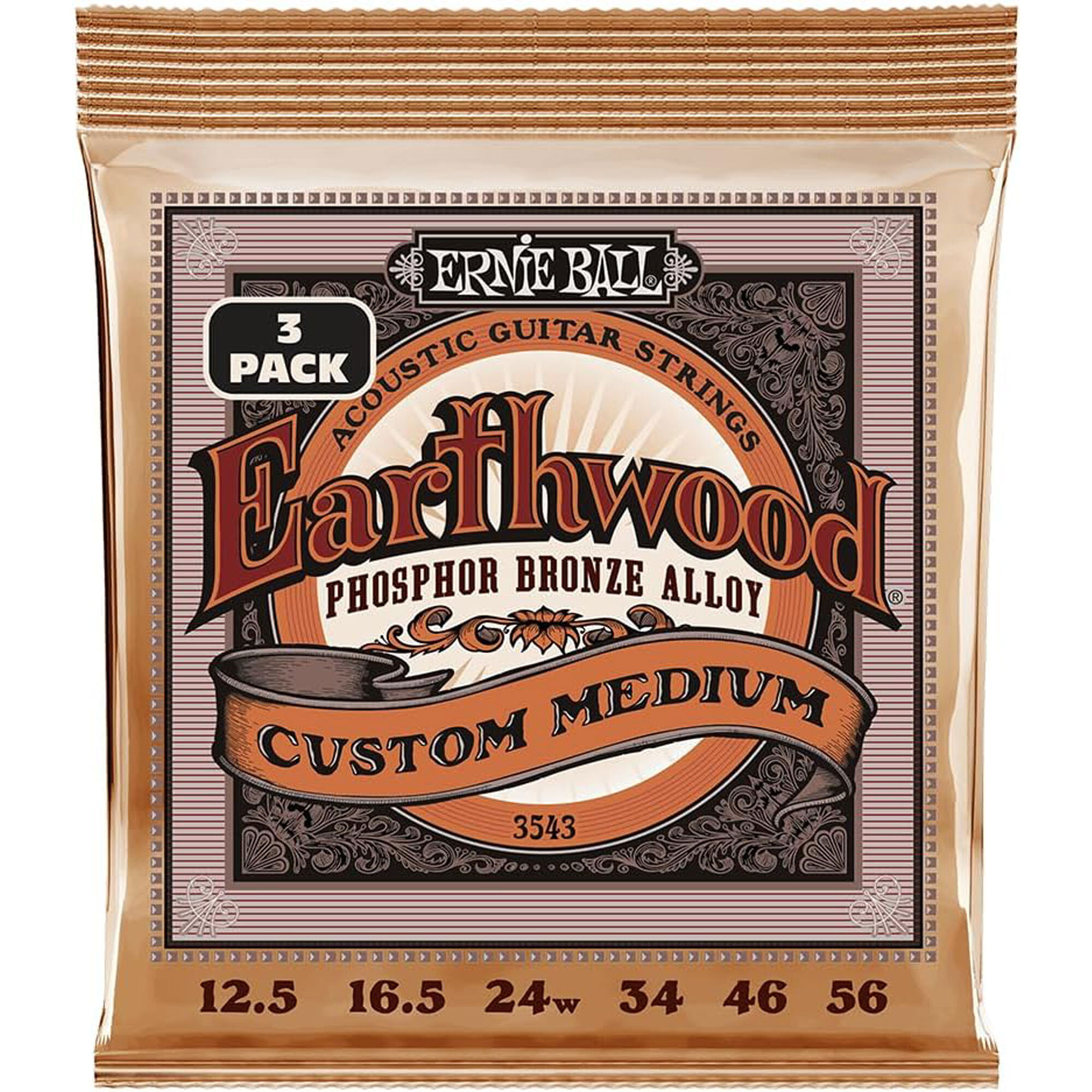 Ernie Ball 3543 Earthwood Phosphor Bronze 3-Pack 12,5-56